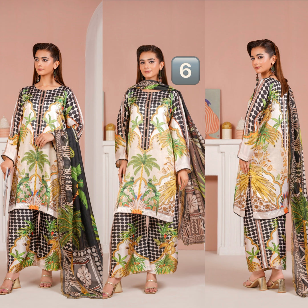NSH06 - Elegant Silk 3-Piece co-ord Pakistani Suit