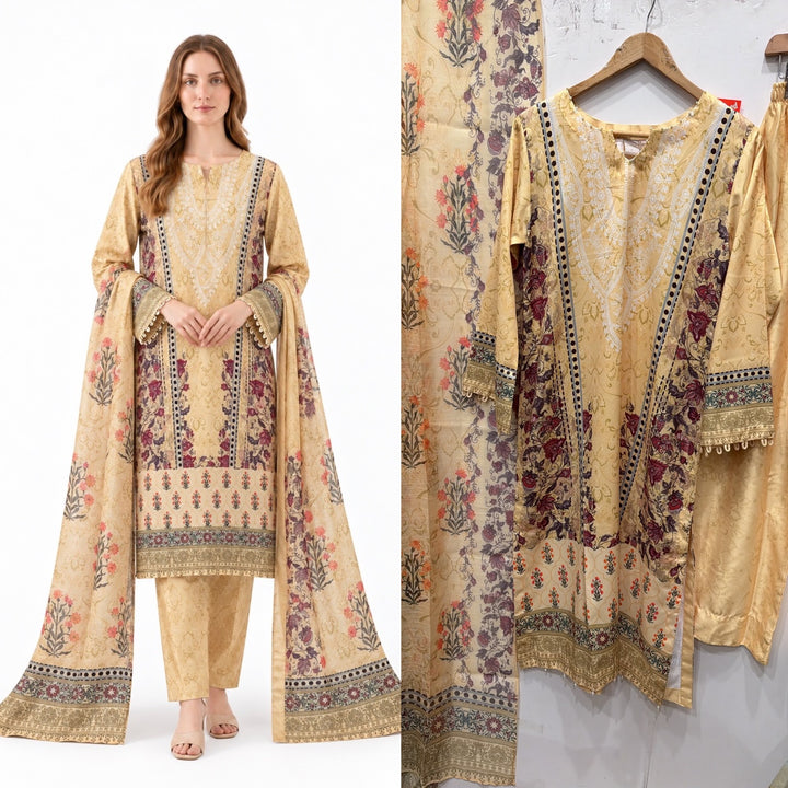 WL04 Embroidered Winter Linen 3-Piece Suit - East meets west clothing 