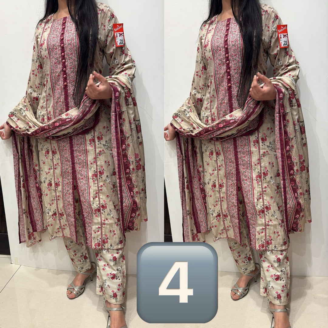 NBS04- Bin Saeed Lawn Print 3 Piece Suit