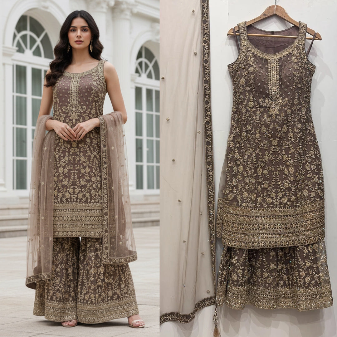 70012a- EMBROIDERED & EMBELLISHED SHARARA SUIT