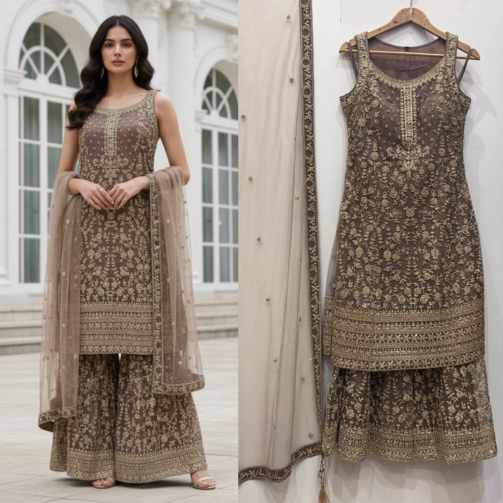70012a- EMBROIDERED & EMBELLISHED SHARARA SUIT