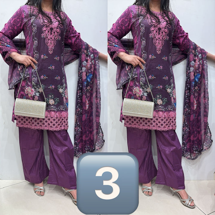 1121C - EMBROIDERED COTTON 3 PIECE SUIT