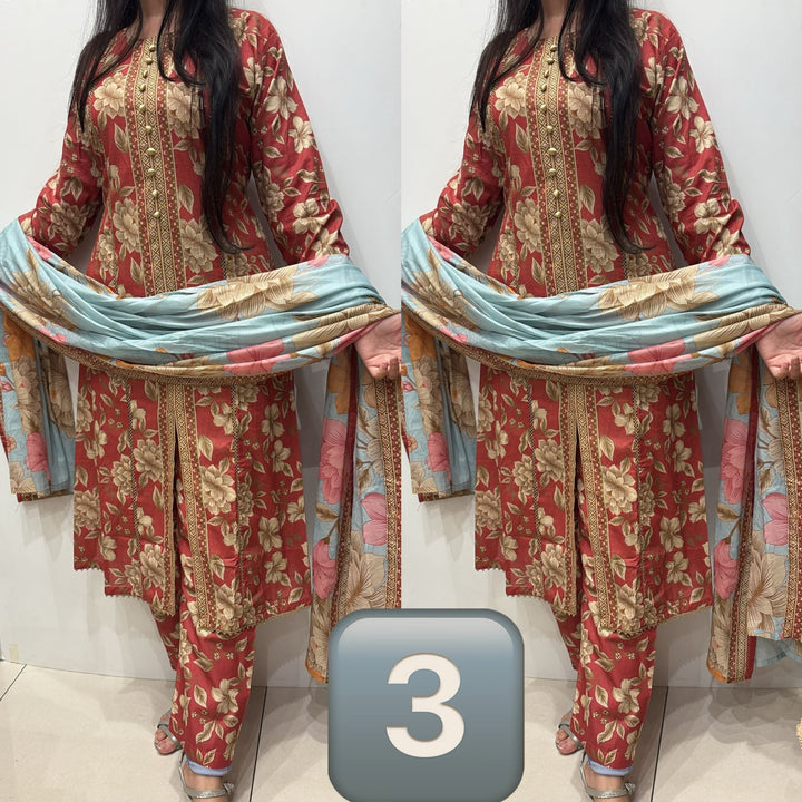 NBS03- Bin Saeed Lawn Print 3 Piece Suit