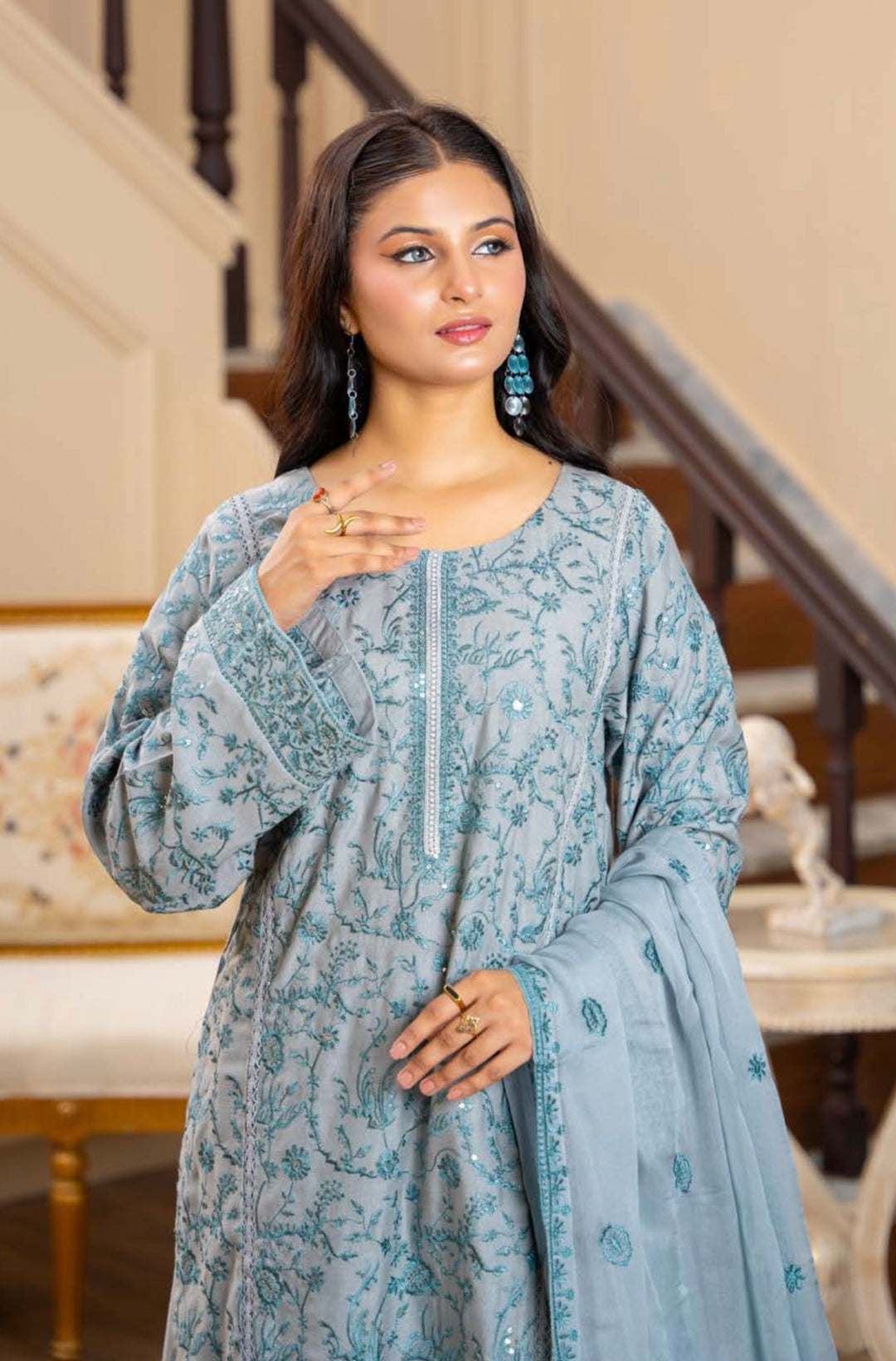 Zk06 - Safoora Embroidered Karandi 3 Piece suit