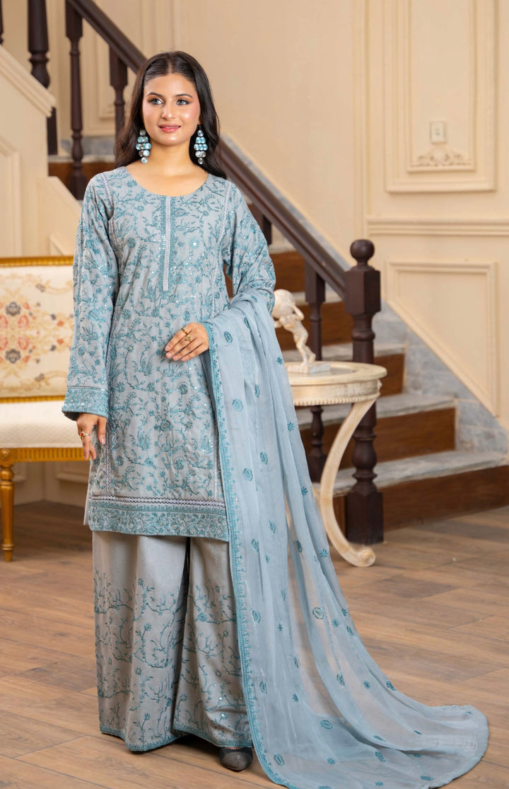 Zk06 - Safoora Embroidered Karandi 3 Piece suit