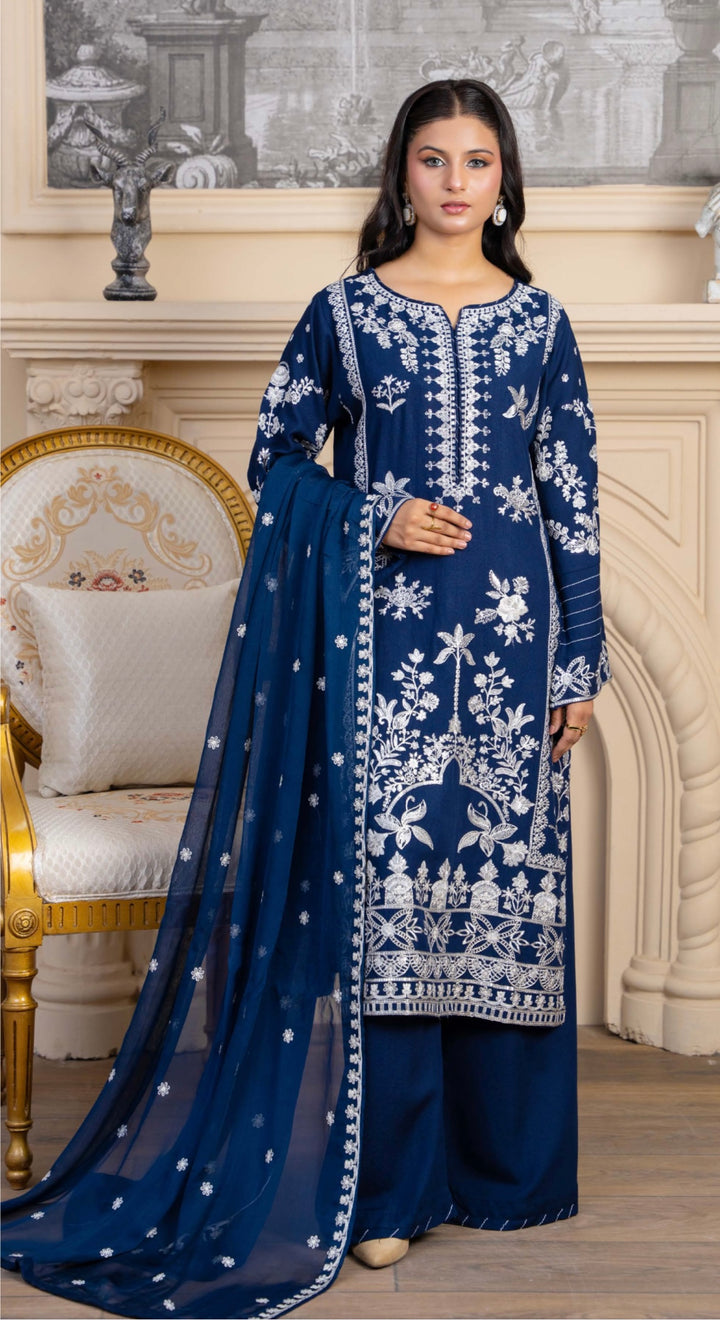 Zk07 - Zara Embroidered Karandi 3 Piece suit
