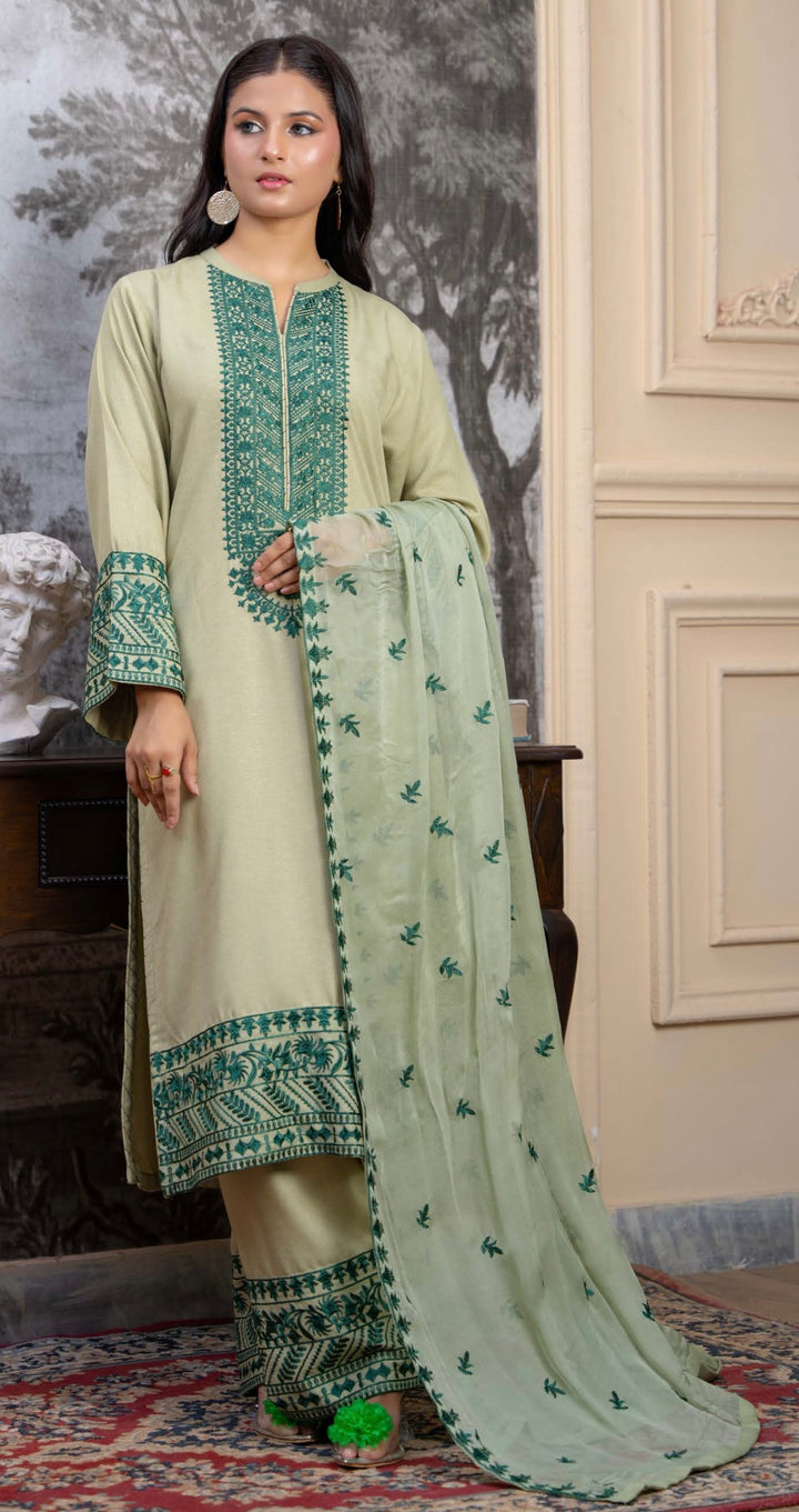 Zk09 - Inzia Embroidered Karandi 3 Piece suit