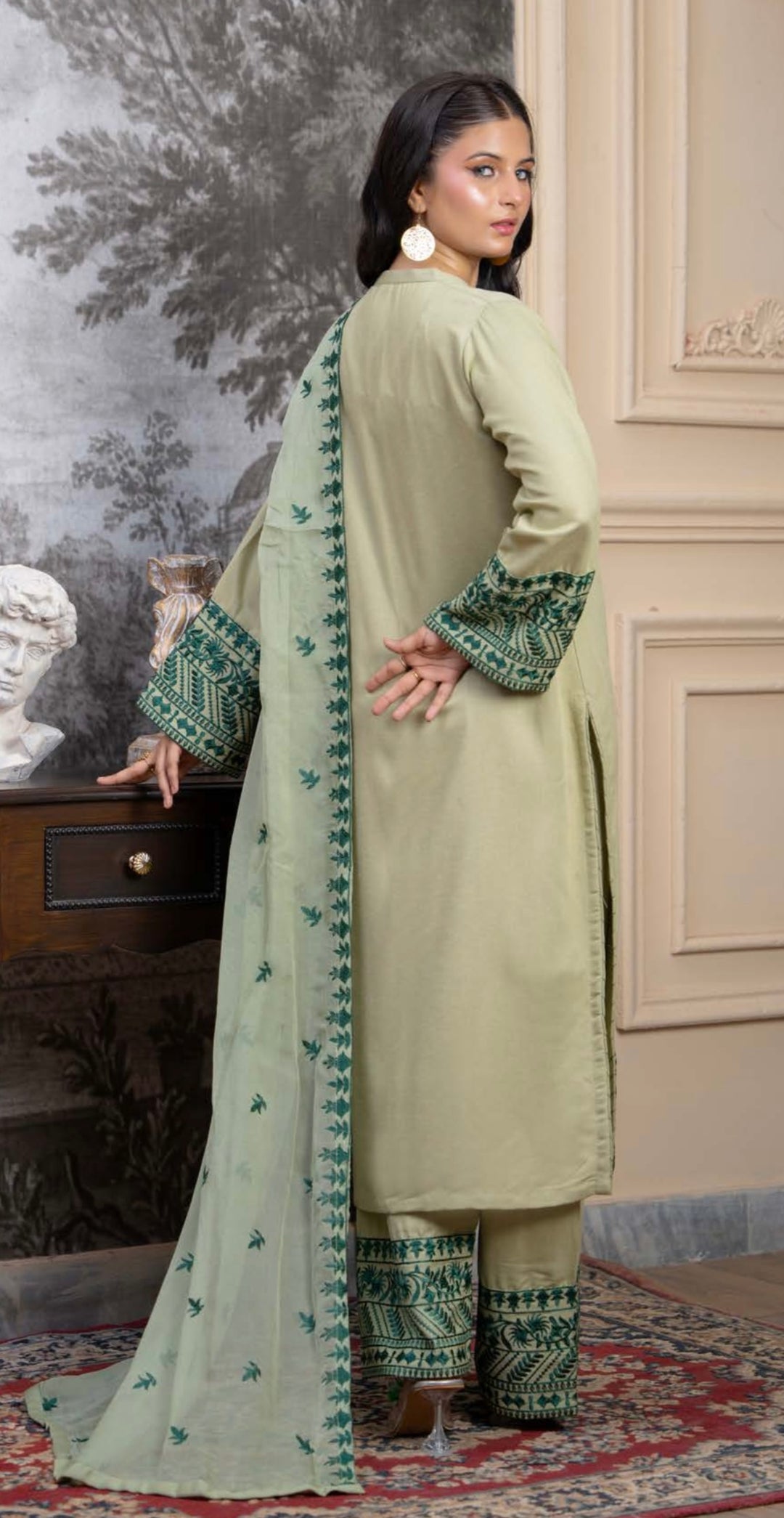 Zk09 - Inzia Embroidered Karandi 3 Piece suit