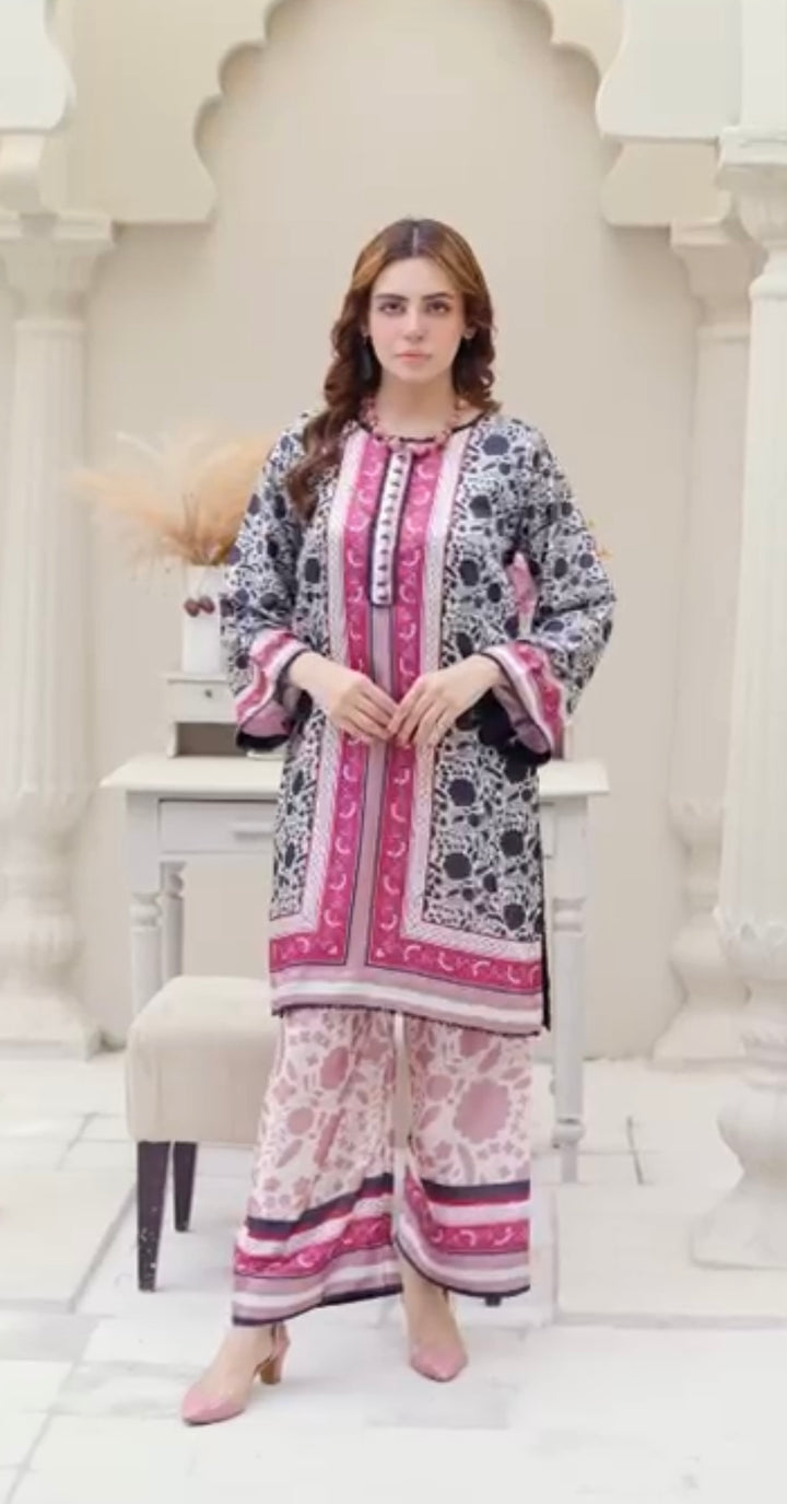 Sh01- SHAMOZ SILK PRINT CO-ORD 2 PIECE SUIT