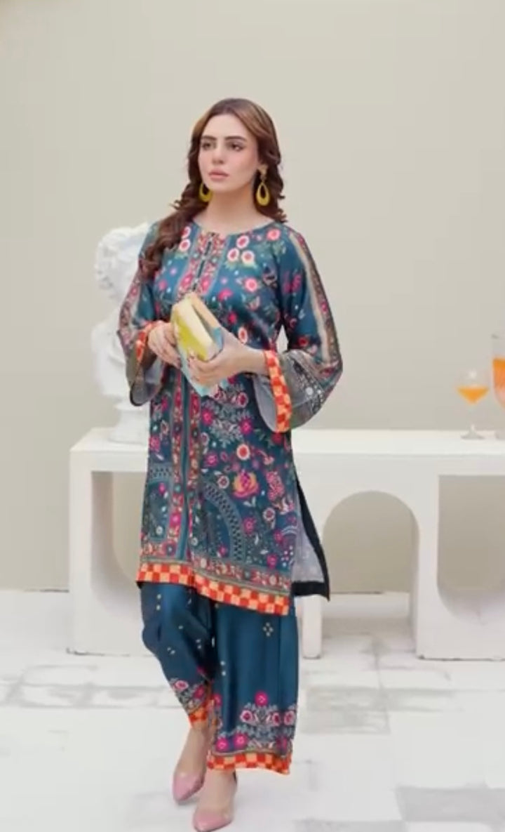 Sh02- SHAMOZ SILK PRINT CO-ORD 2 PIECE