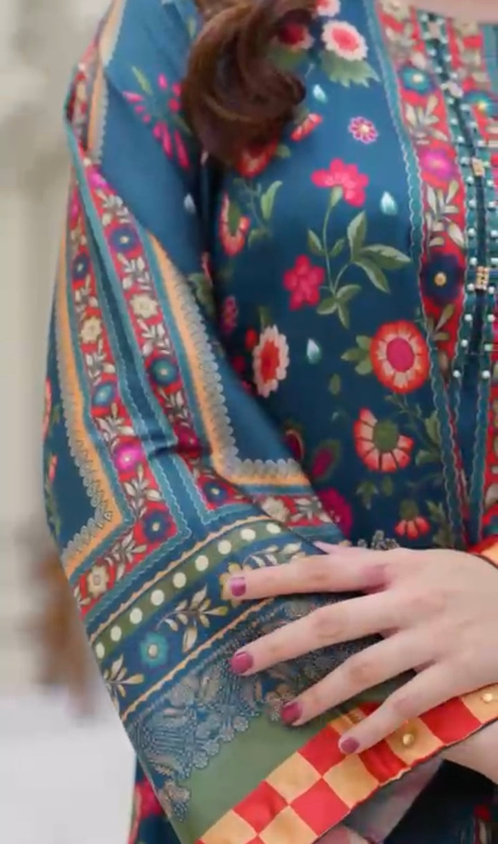 Sh02- SHAMOZ SILK PRINT CO-ORD 2 PIECE