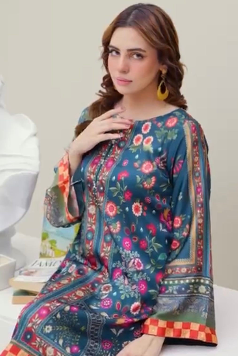 Sh02- SHAMOZ SILK PRINT CO-ORD 2 PIECE