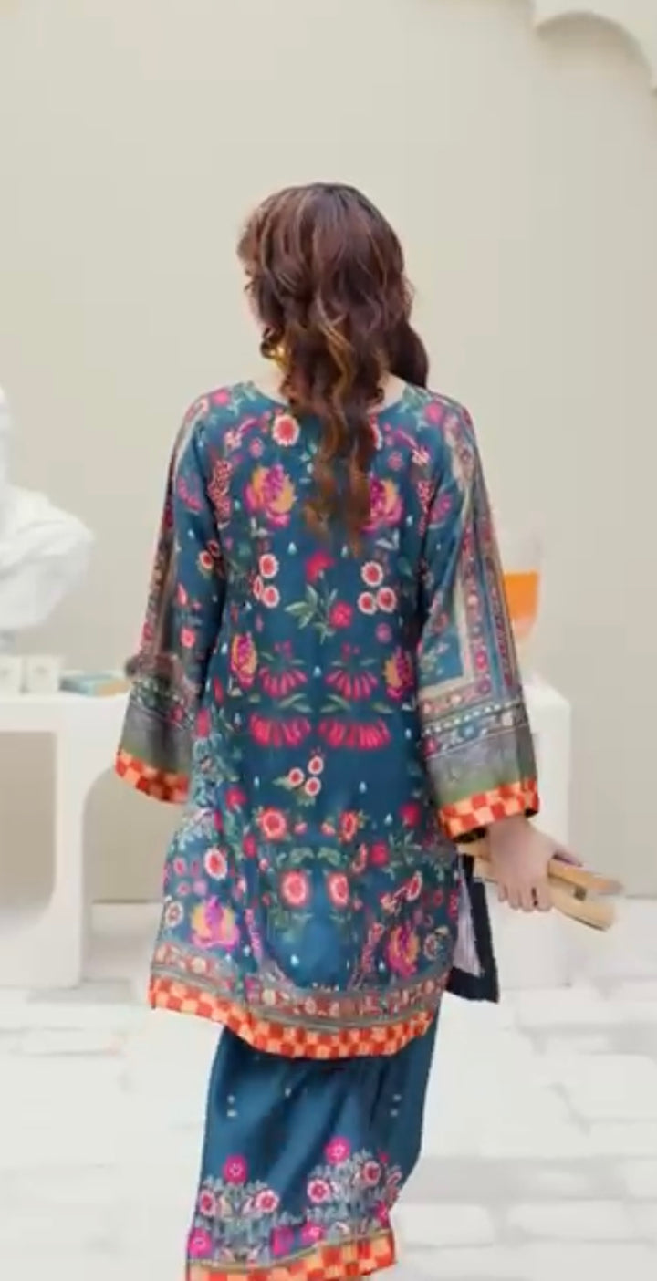 Sh02- SHAMOZ SILK PRINT CO-ORD 2 PIECE
