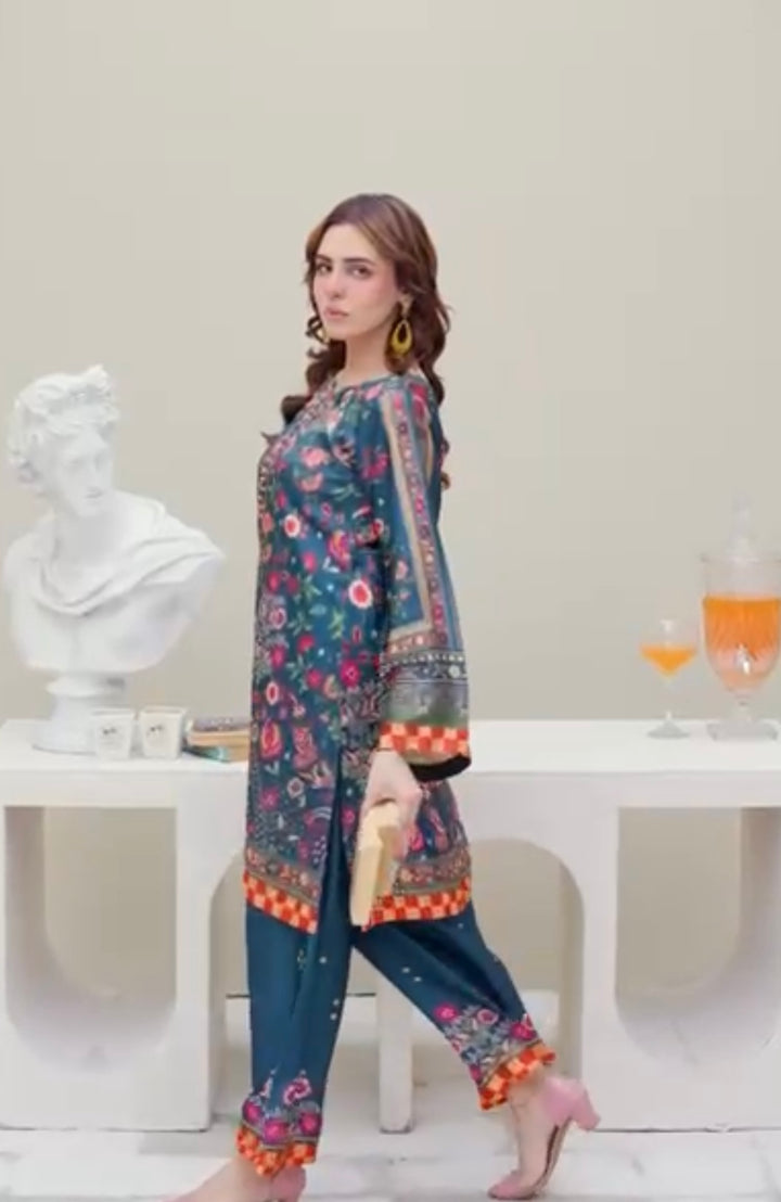 Sh02- SHAMOZ SILK PRINT CO-ORD 2 PIECE