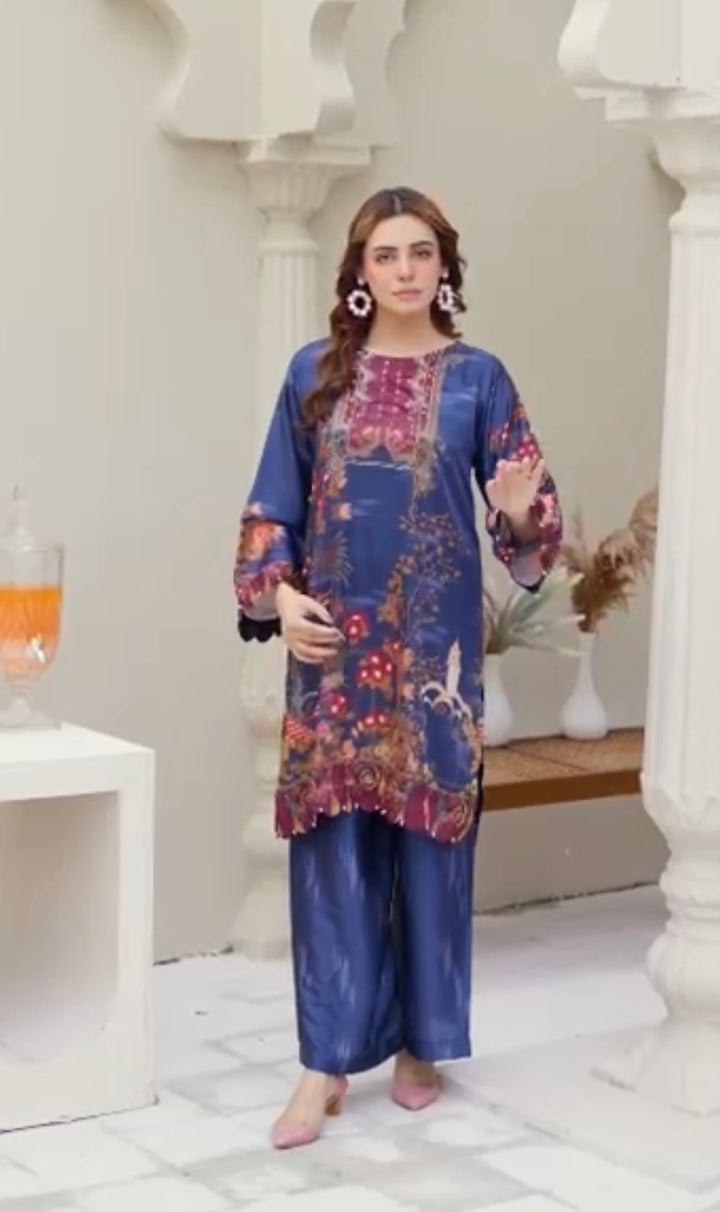 Sh03- SHAMOZ SILK PRINT CO-ORD 2 PIECE