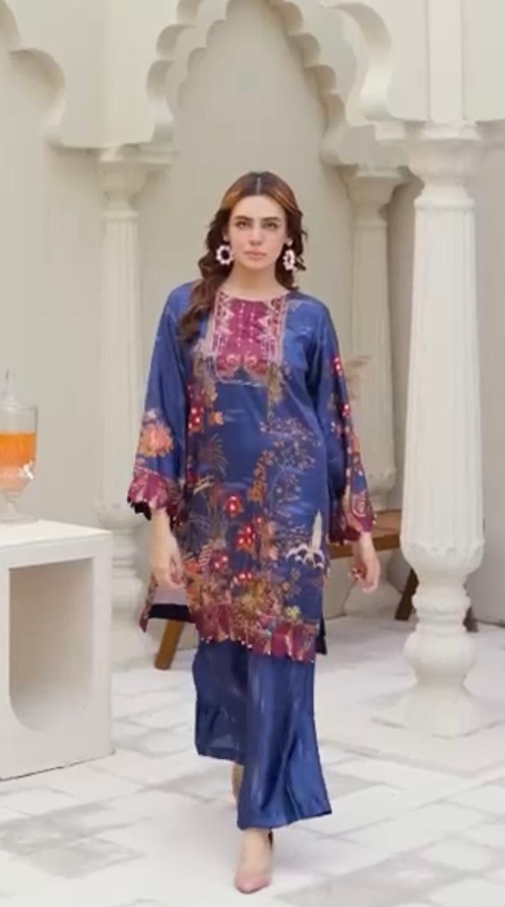 Sh03- SHAMOZ SILK PRINT CO-ORD 2 PIECE