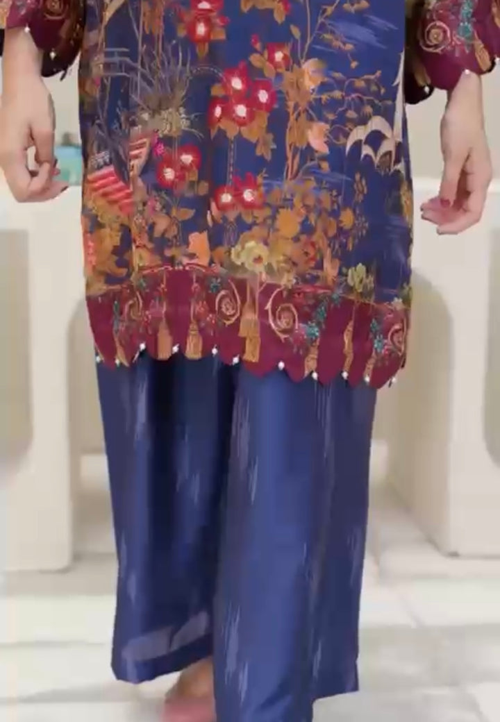 Sh03- SHAMOZ SILK PRINT CO-ORD 2 PIECE