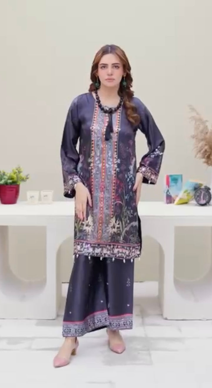 Sh04- SHAMOZ SILK PRINT CO-ORD 2 PIECE