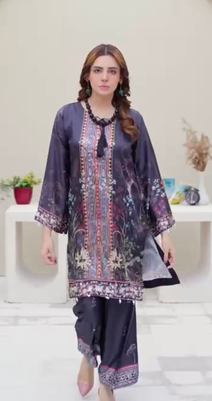 Sh04- SHAMOZ SILK PRINT CO-ORD 2 PIECE