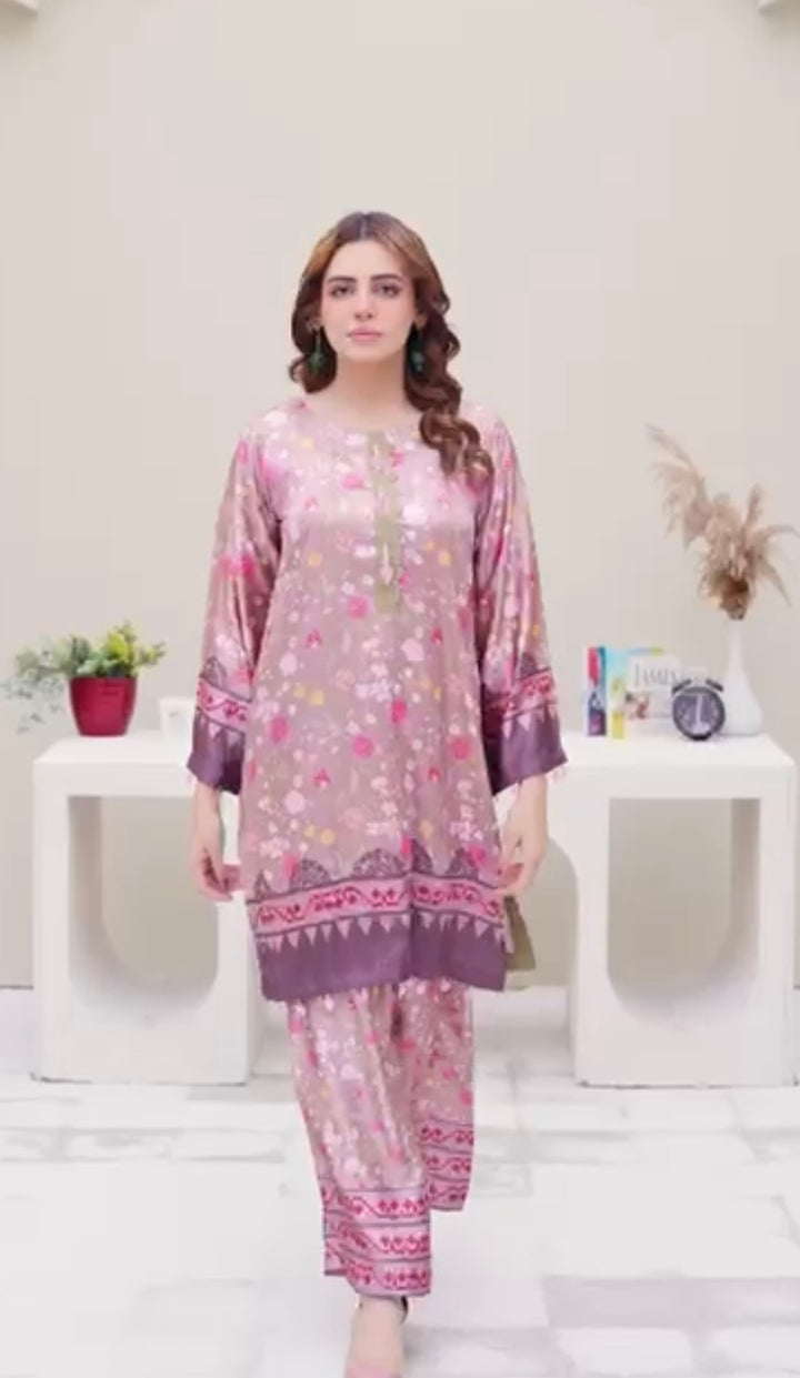 Sh07- SHAMOZ SILK PRINT CO-ORD 2 PIECE