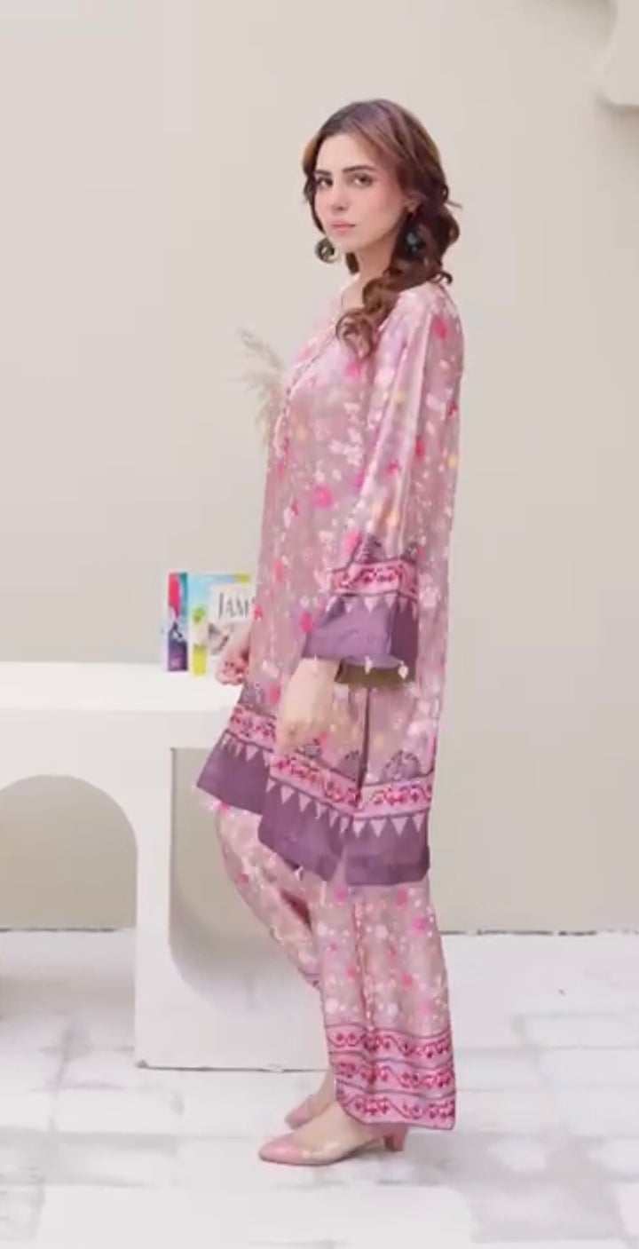 Sh07- SHAMOZ SILK PRINT CO-ORD 2 PIECE