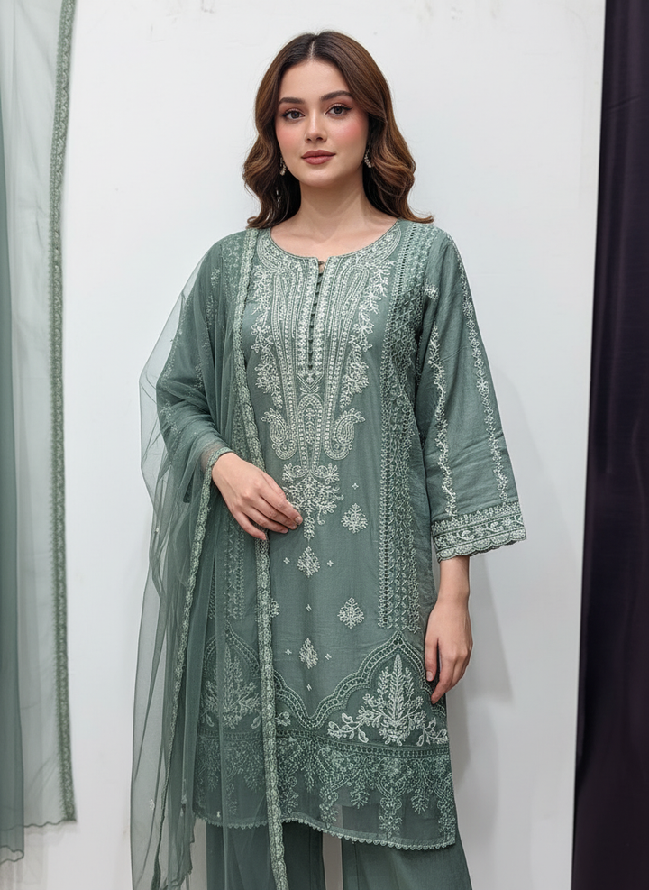 1151D - Embroidered Linen 3 Piece suit
