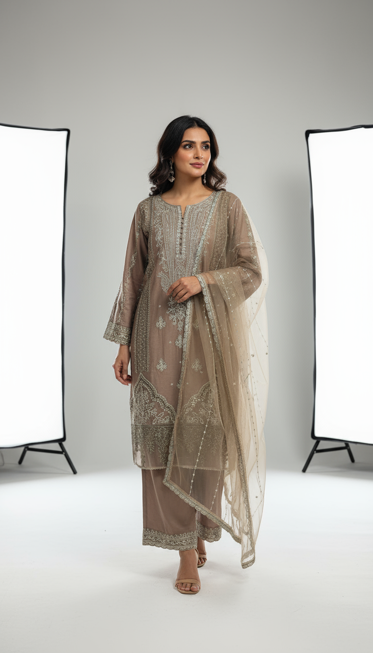1151c - Embroidered Linen 3 Piece suit