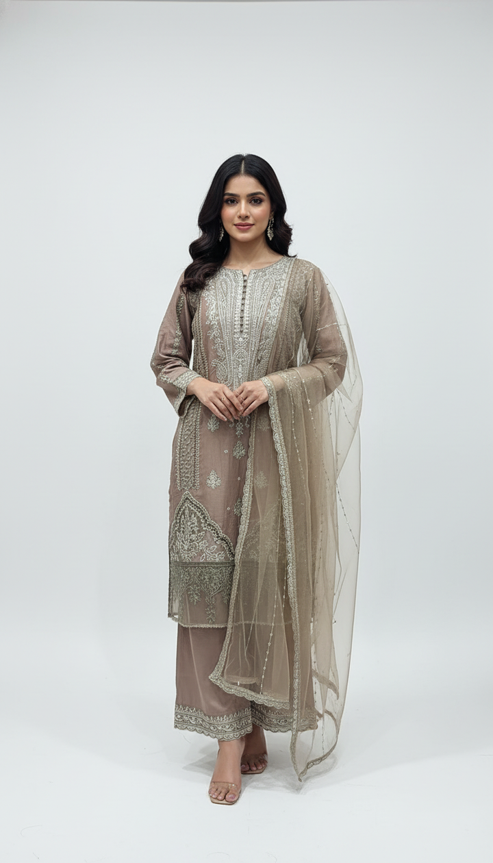 1151c - Embroidered Linen 3 Piece suit