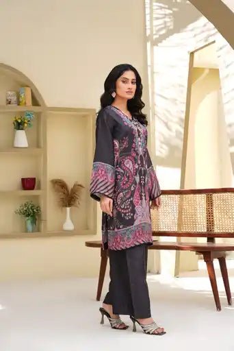 Sm02- SHAMOZ SILK PRINT CO-ORD 2 PIECE SUIT