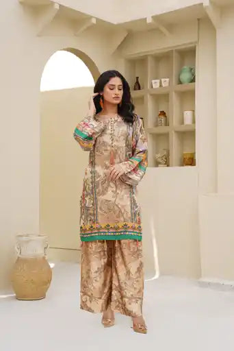Sm04- SHAMOZ SILK PRINT CO-ORD 2 PIECE SUIT