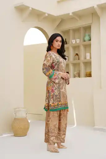 Sm04- SHAMOZ SILK PRINT CO-ORD 2 PIECE SUIT