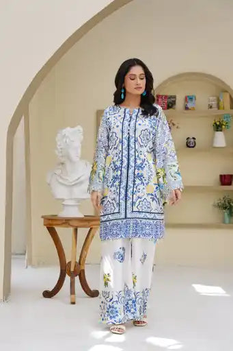 Sm06- SHAMOZ SILK PRINT CO-ORD 2 PIECE SUT