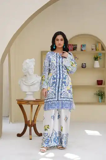 Sm06- SHAMOZ SILK PRINT CO-ORD 2 PIECE SUT