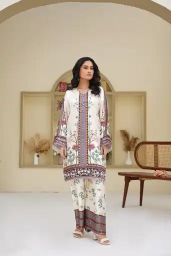Sm07- SHAMOZ SILK PRINT CO-ORD 2 PIECE SUT