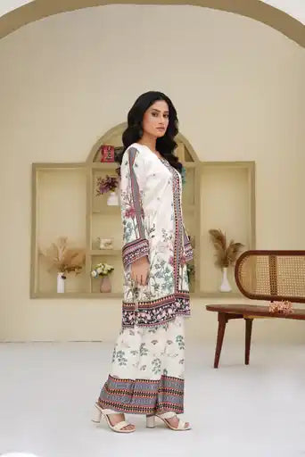 Sm07- SHAMOZ SILK PRINT CO-ORD 2 PIECE SUT