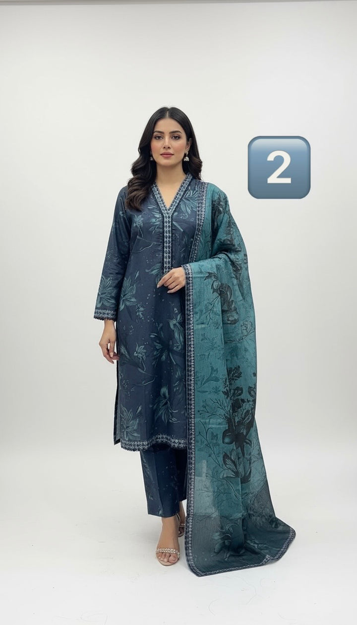 BL02- LINEN PRINT 3 PIECE SUIT