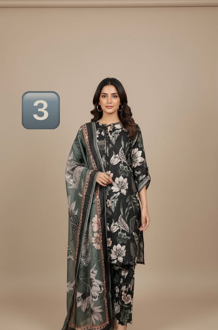 BL03- LINEN PRINT 3 PIECE SUIT