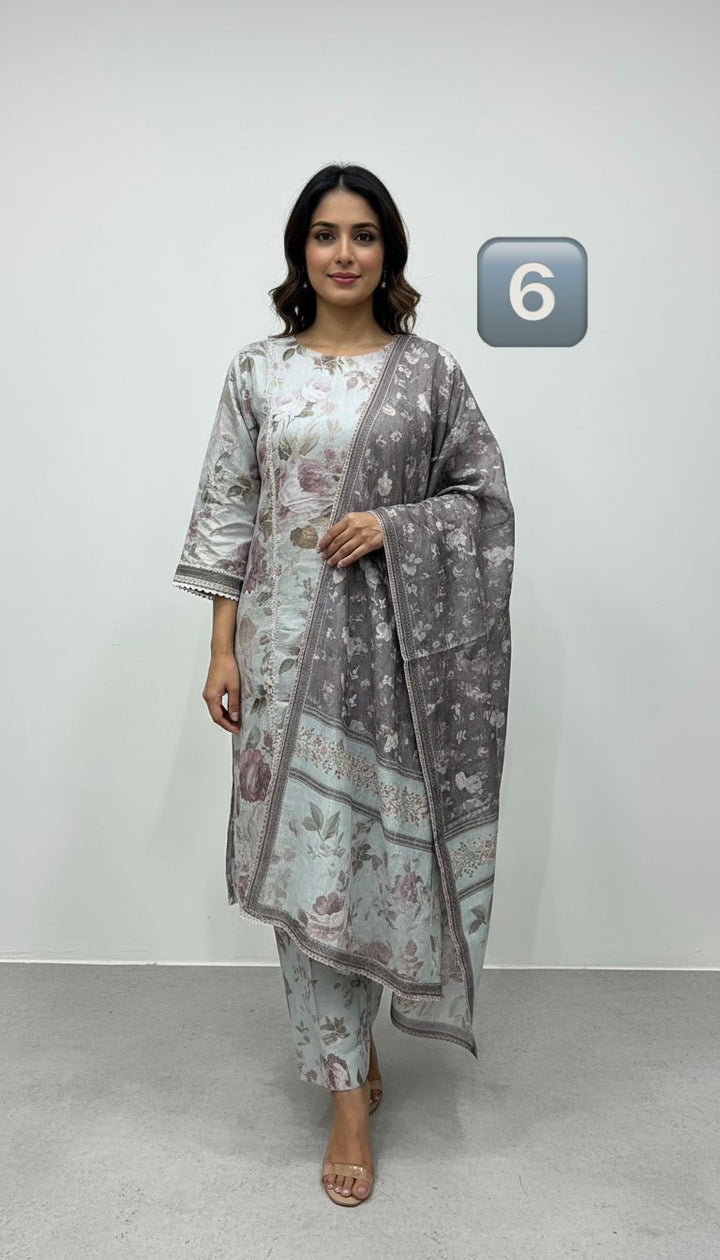 BL06- LINEN PRINT 3 PIECE SUIT