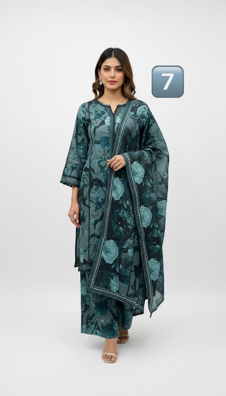 BL07- LINEN PRINT 3 PIECE SUIT