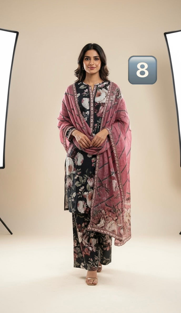 BL08- LINEN PRINT 3 PIECE SUIT