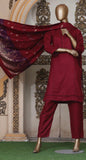 RED PASHMINA 3 PIECE SUIT WITH SHAWL PS02