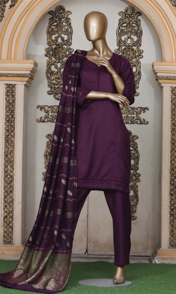 PURPLE PASHMINA 3 PIECE SUIT WITH SHAWL PS05