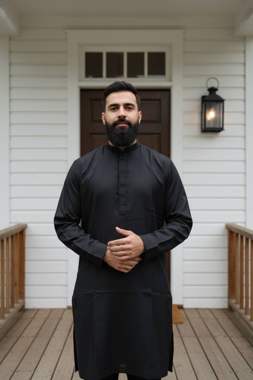 Dno. 01a Men's Black traditional Kameez set