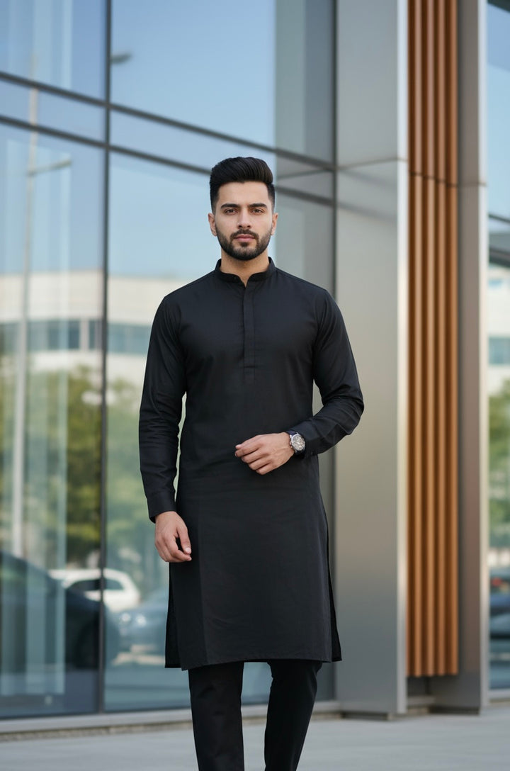 Dno. 01a Men's Black traditional Kameez set
