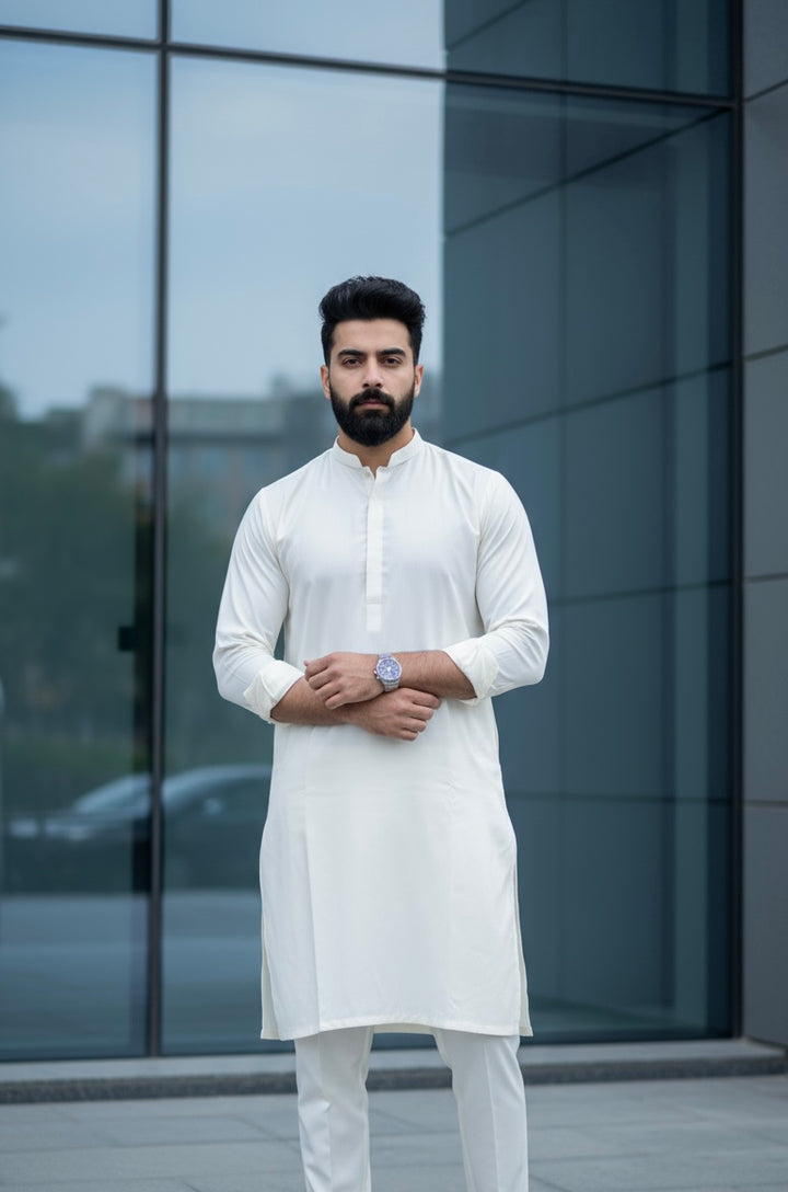 Dno. 01b Men's Cream traditional Kameez set