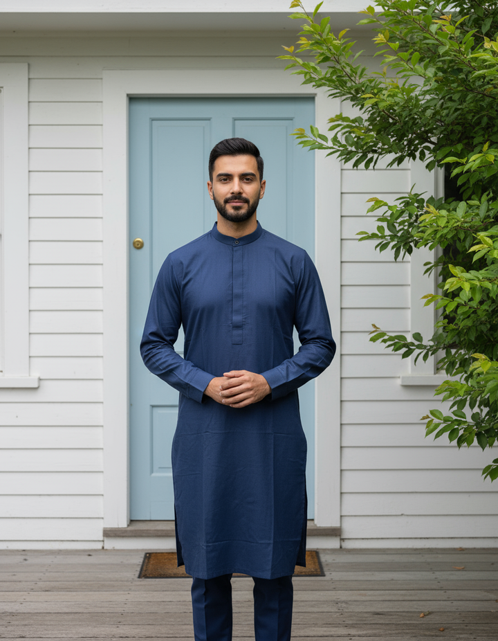 Dno. 02c Men's Blue traditional Kameez set