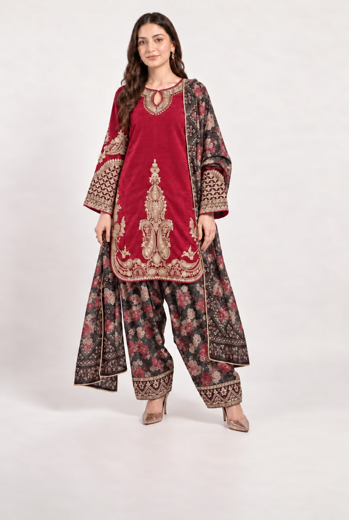 378D Embroidered Viscose Pakistani Shalwar Suit - East meets west clothing 