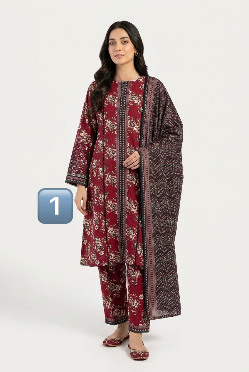 KBS01 Bin Saeed Soft Winter Khadder 3-Piece Suit - East meets west clothing 