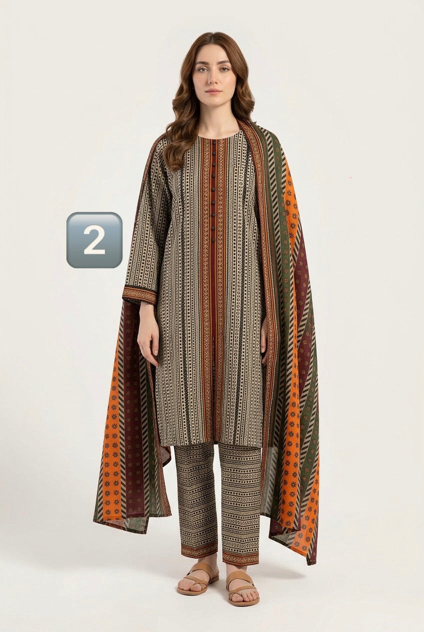 KBS02 Bin Saeed Soft Winter Khadder 3-Piece Suit - East meets west clothing 