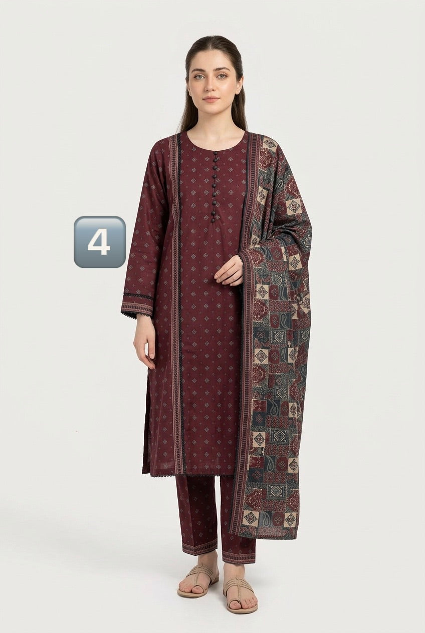 KBS04 Bin Saeed Soft Winter Khadder 3-Piece Suit - East meets west clothing 